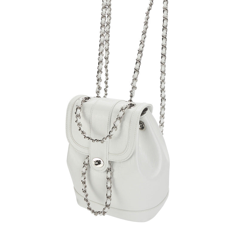 Niche Genuine Cowhide Chain Terms Lightweight Classic Backpacks