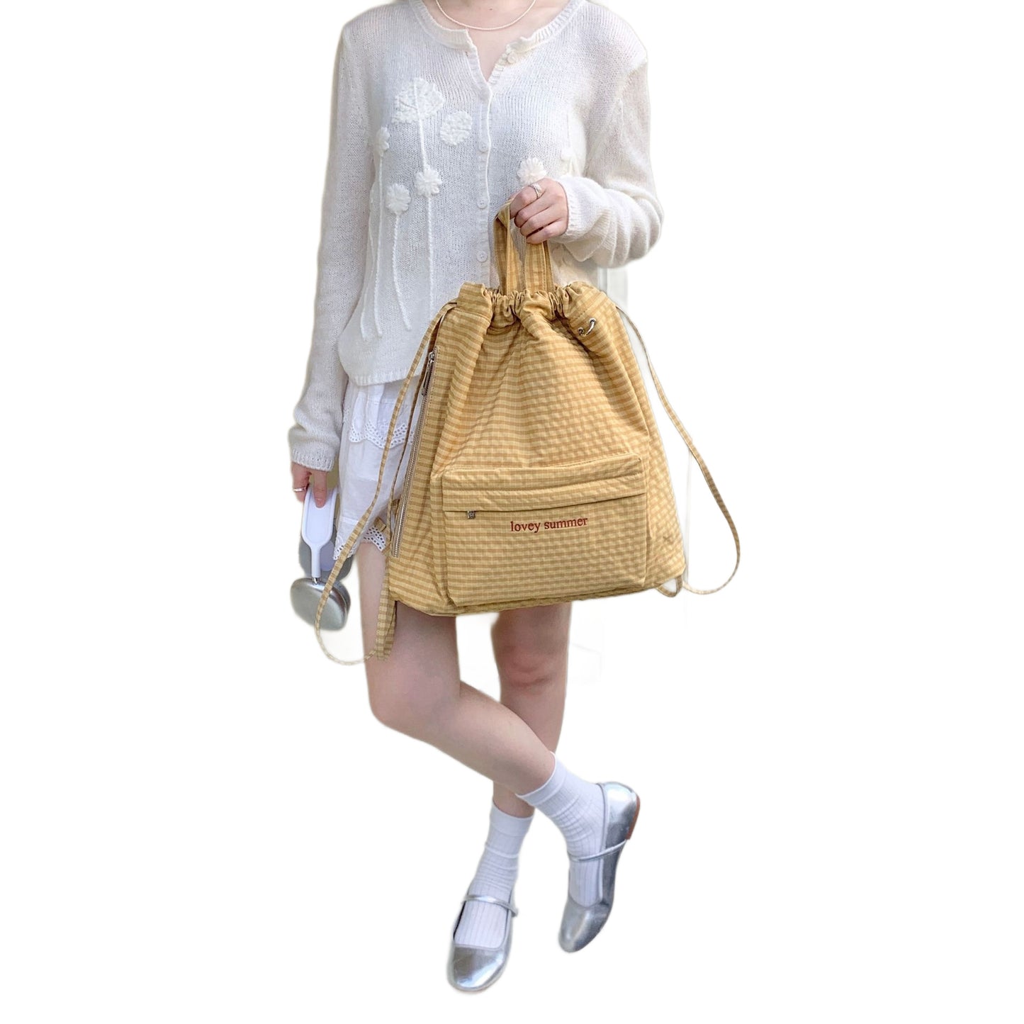 Women's Drawstring Plaid Large Capacity Commute High Women's Backpack