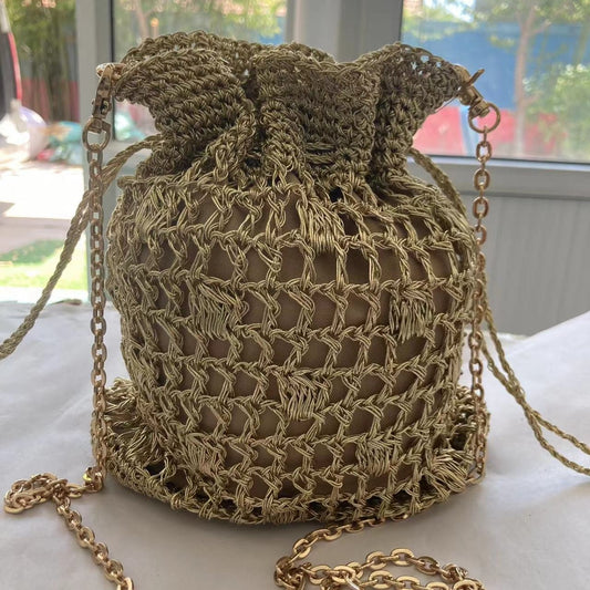 Women's Versatile Large Capacity Crocheted Gold Sier Thread Spring Fashion Women's Handbag