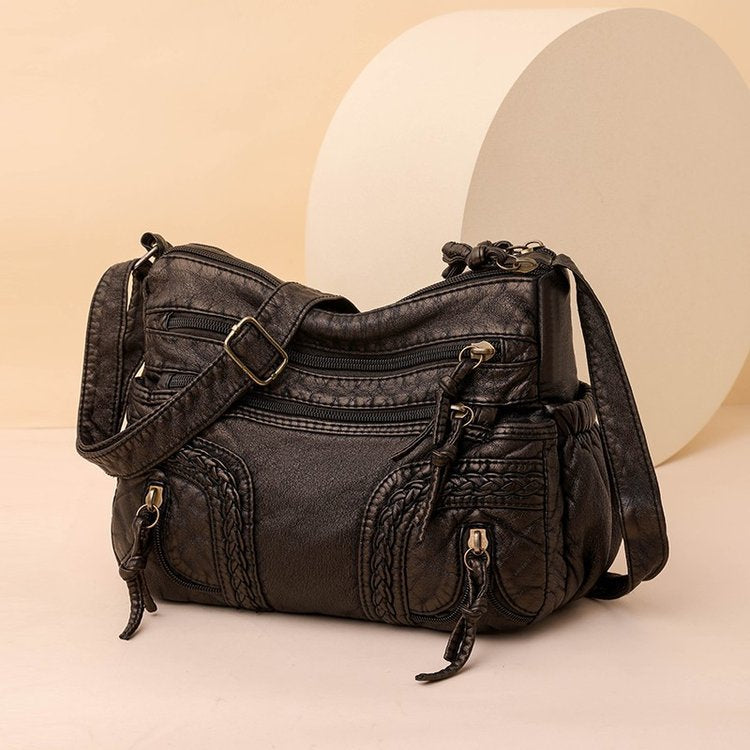 Women's Washed Leather Vintage Versatile Large Capacity Soft Women's Shoulder Bag