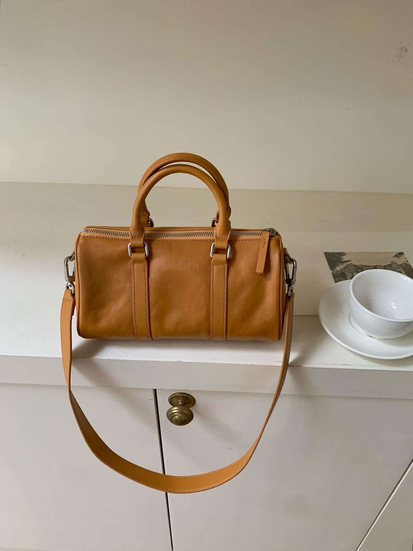 Women's Korean Vegetable Tanning Leather Pillow Genuine Women's Shoulder Bag