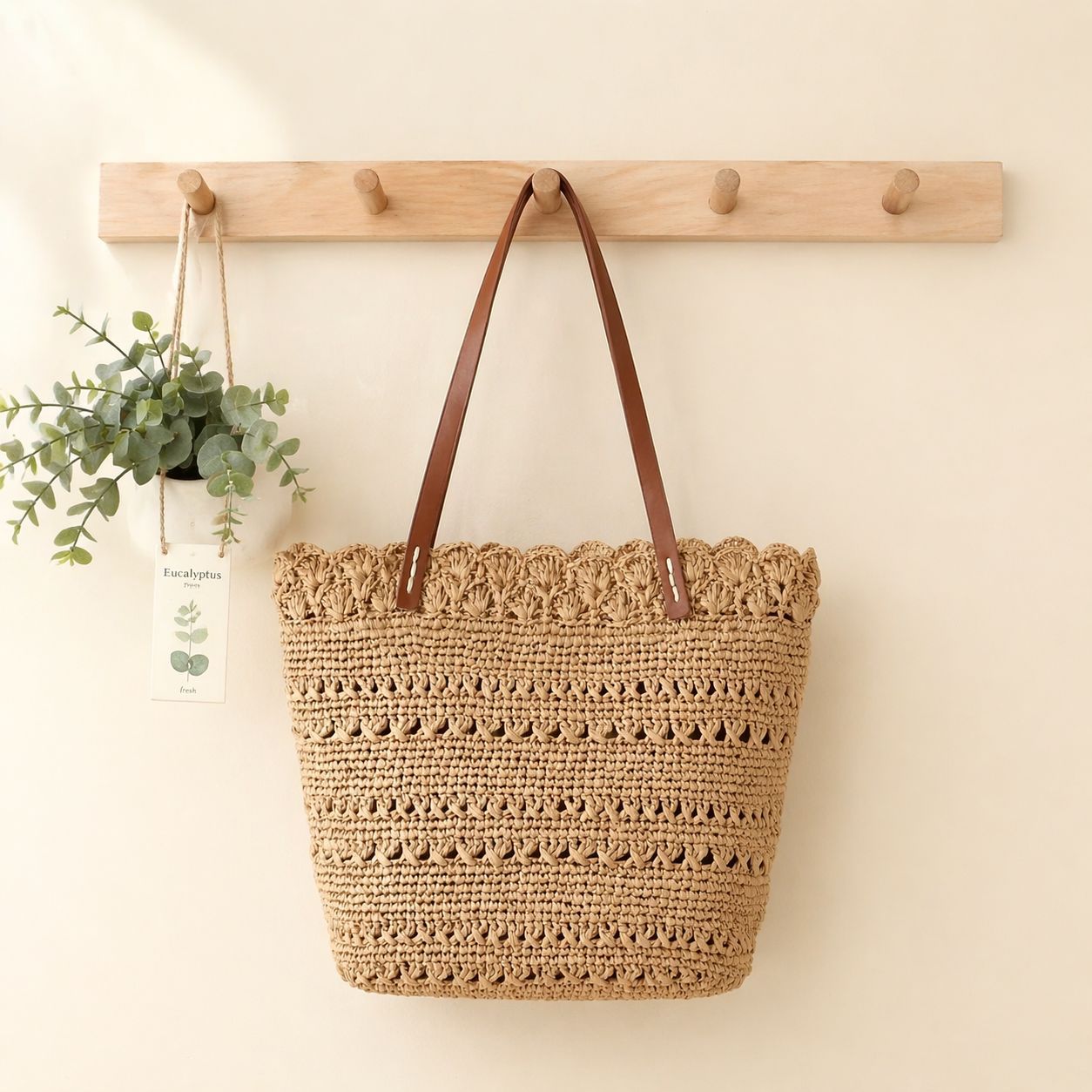 Women's Seaside Hand-woven Large Capacity Totes Vacation Beach Vegetable Tote Bag
