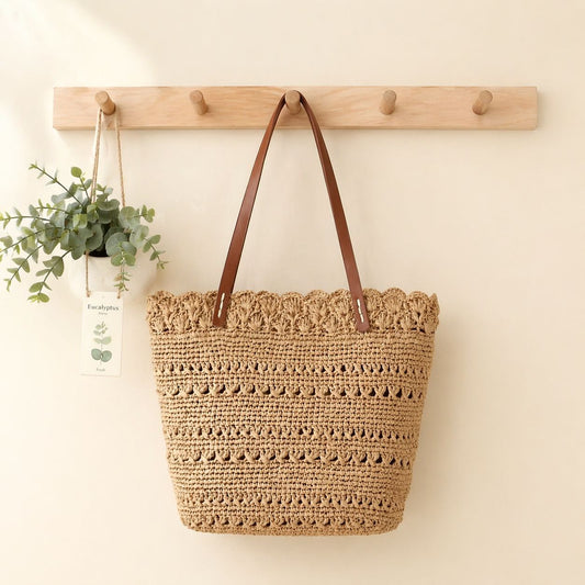 Women's Seaside Hand-woven Large Capacity Totes Vacation Beach Vegetable Tote Bag