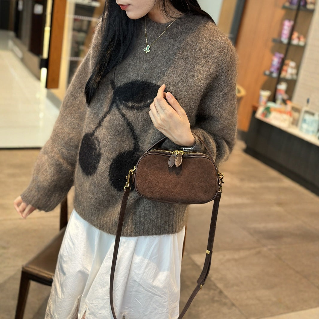 Women's Frosted Fluff Cowhide Lady's Elegant Commuter Fashion Women's Shoulder Bag