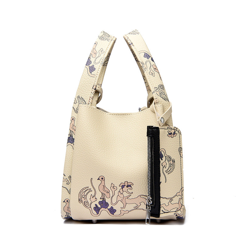Women's Capacity Commuter Design Sense National Style Printing Bucket Bag