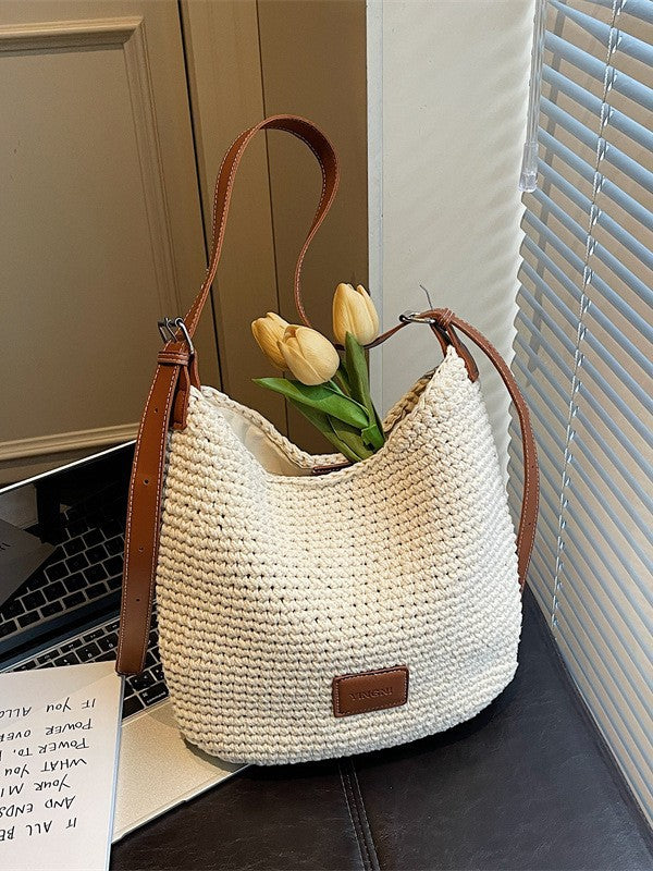 Women's Style Underarm Woven Knitted Seaside Vacation Bags