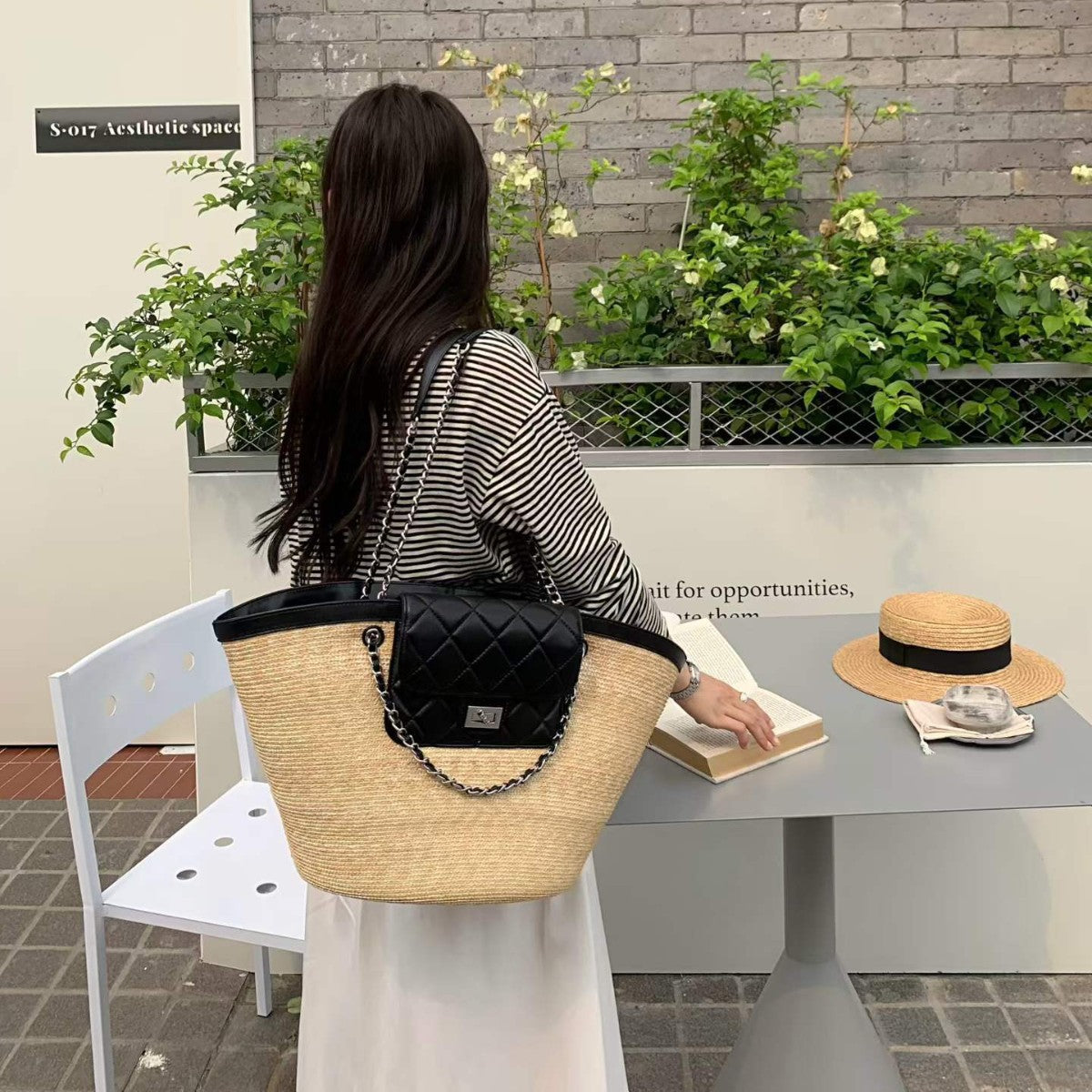 Women's Vacation Style Vegetable Basket Woven Seaside Women's Shoulder Bag