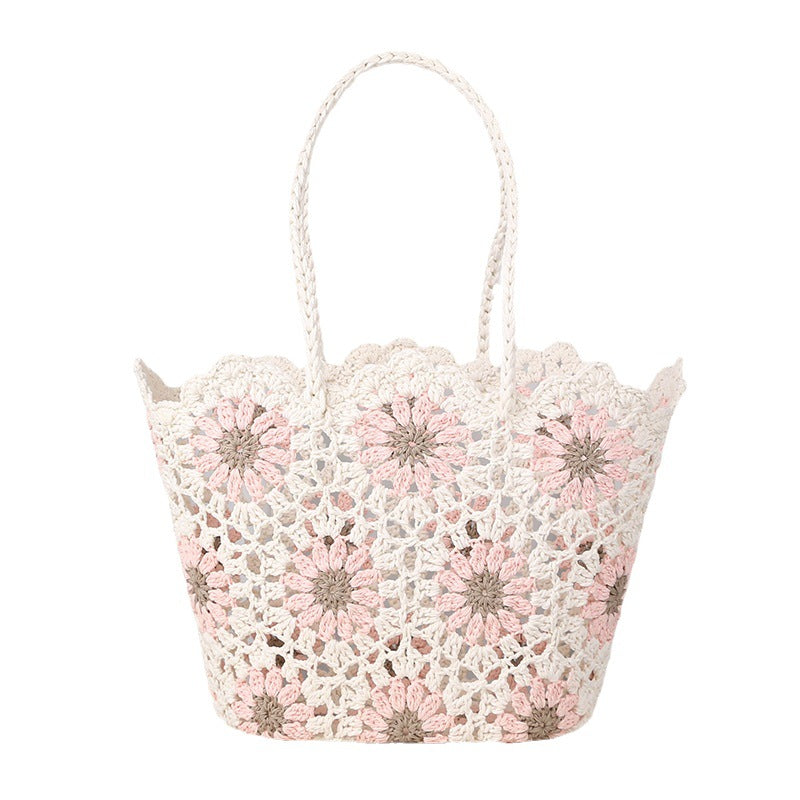 Women's Crocheted Handmade Hollow Pattern Woven Knitted Women's Shoulder Bag