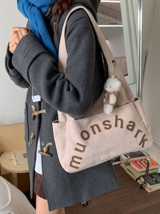 Women's Korean Simple Retro Fashion Letters Large Leisure Backpack