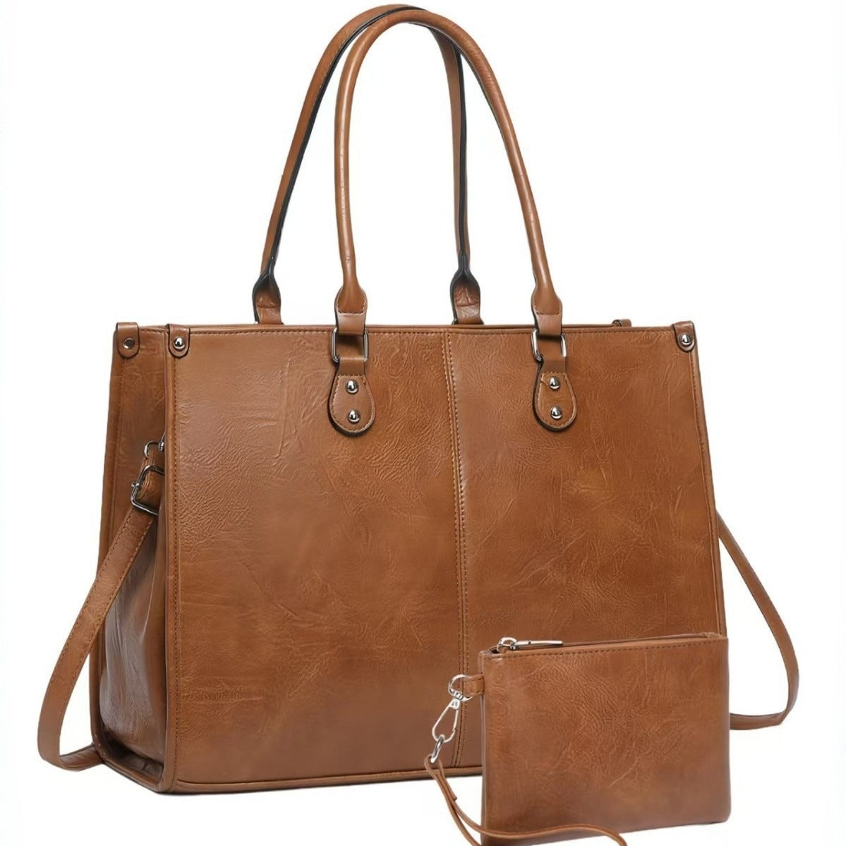 Casual Leather Lunch Portable Insulated Compartment Tote Bag