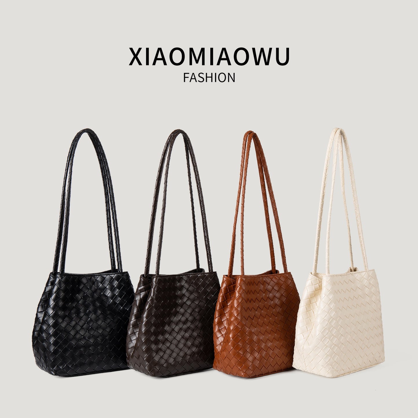 Women's High-grade Sense Woven Soft Leather Fashion Commuter Bucket Bag