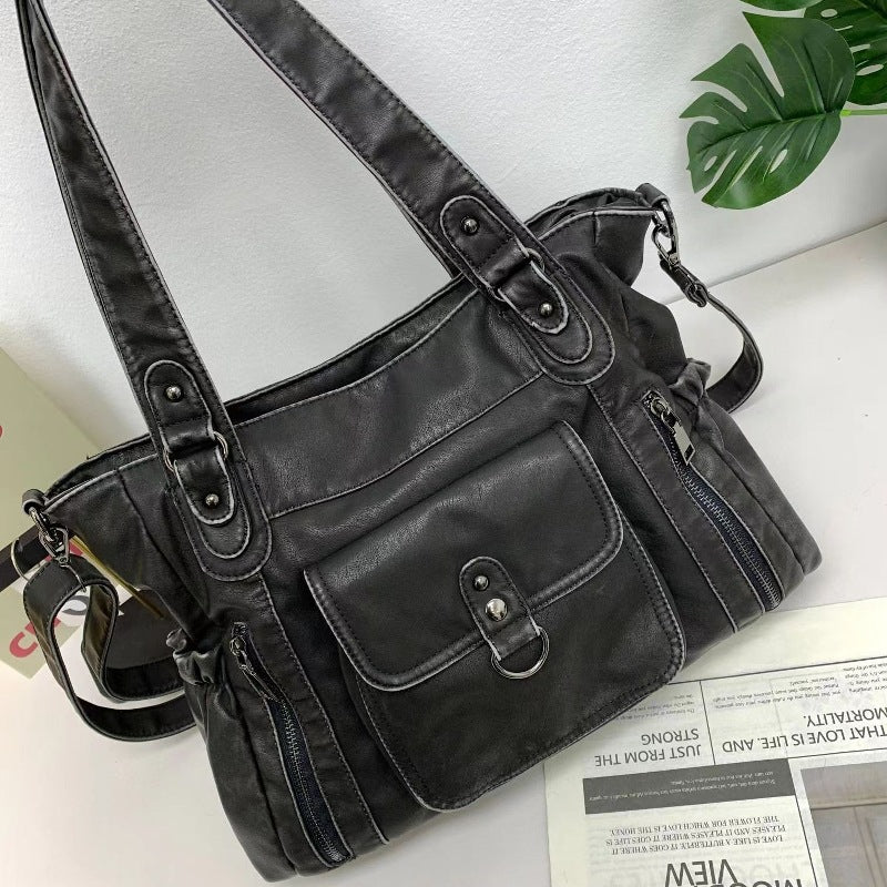 Women's Fashion Wash Distressed Large Capacity Women's Handbag