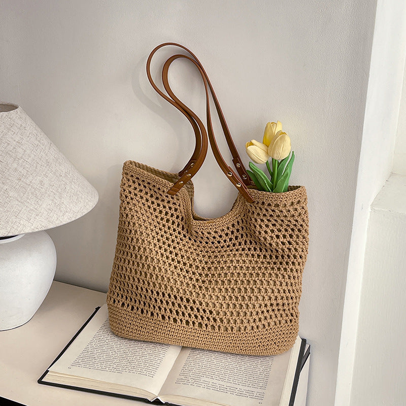 Women's Hollow Woven Portable Seaside Vacation Beach Women's Shoulder Bag