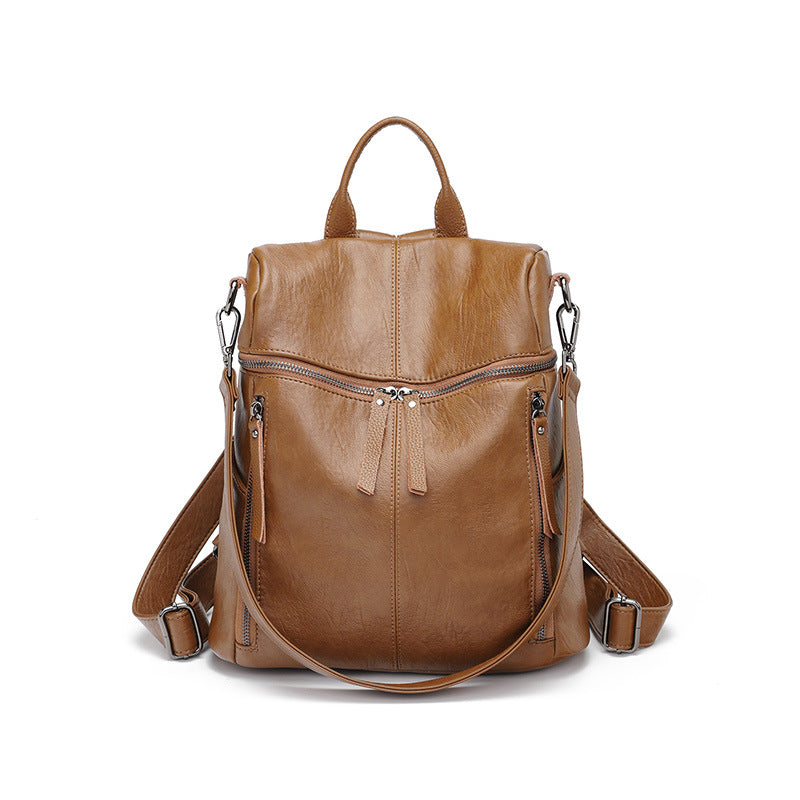 Women's Leather Lightweight Korean Large Capacity Leisure Women's Backpack