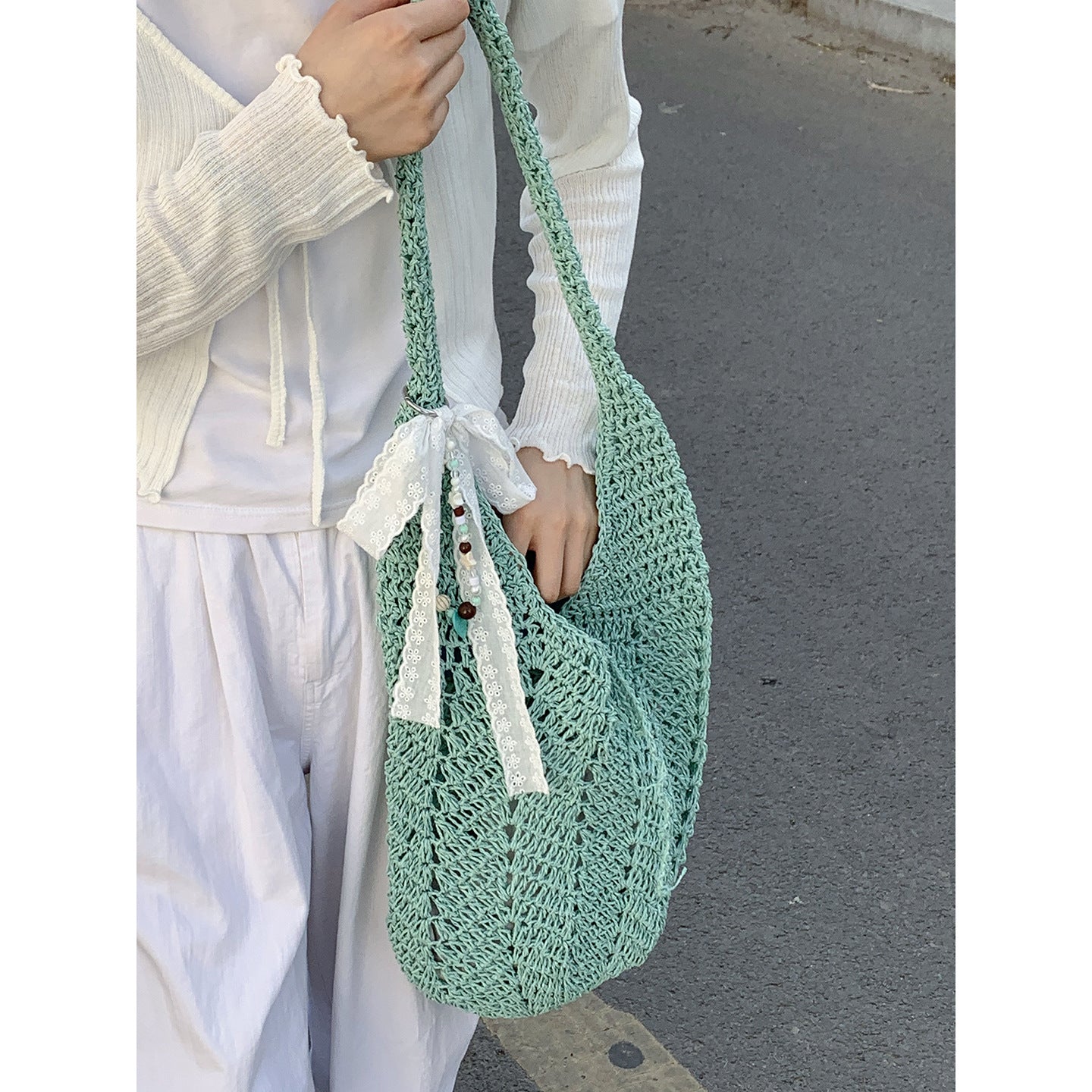 Women's Style Summer Fashion Large Capacity Knitted Underarm Bag