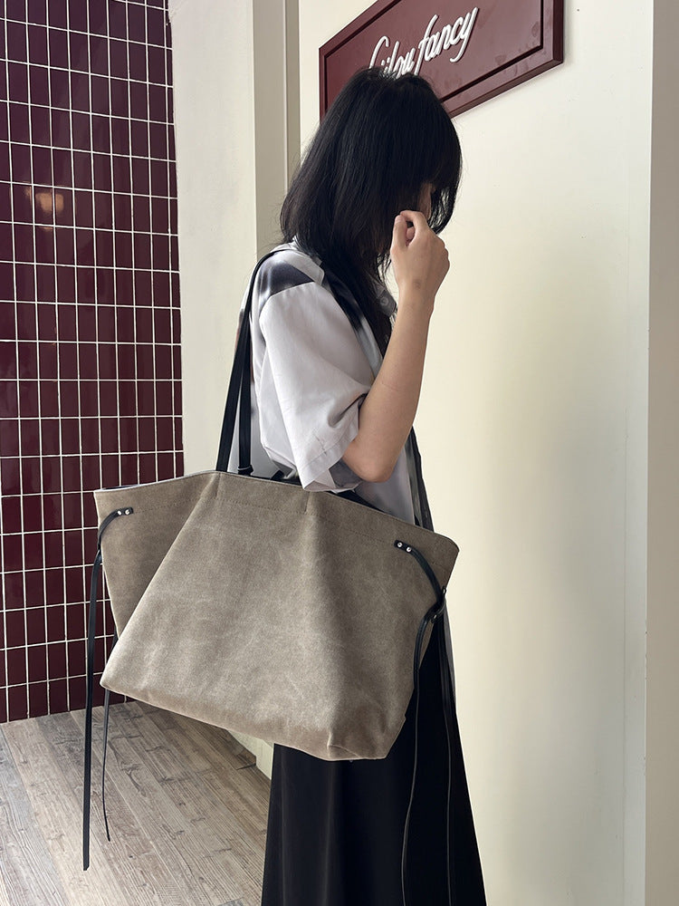 Women's Vintage Canvas Large Capacity Totes Simple Idle Tote Bag