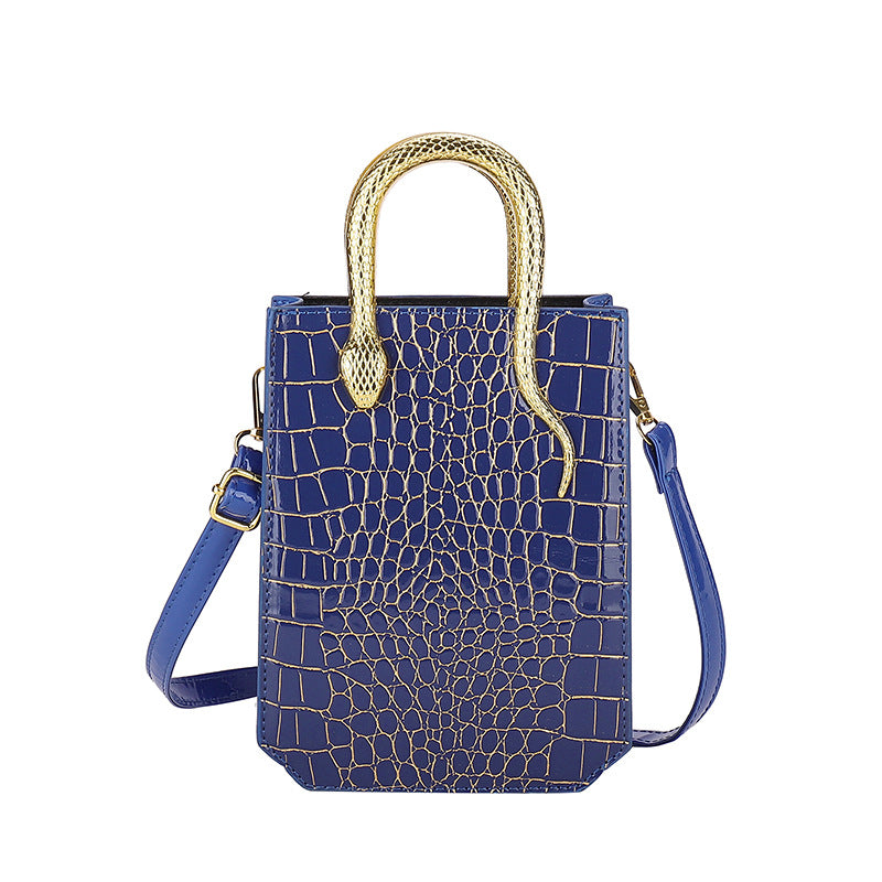 Women's Crocodile Pattern Gold Snake Portable Retro Women's Shoulder Bag