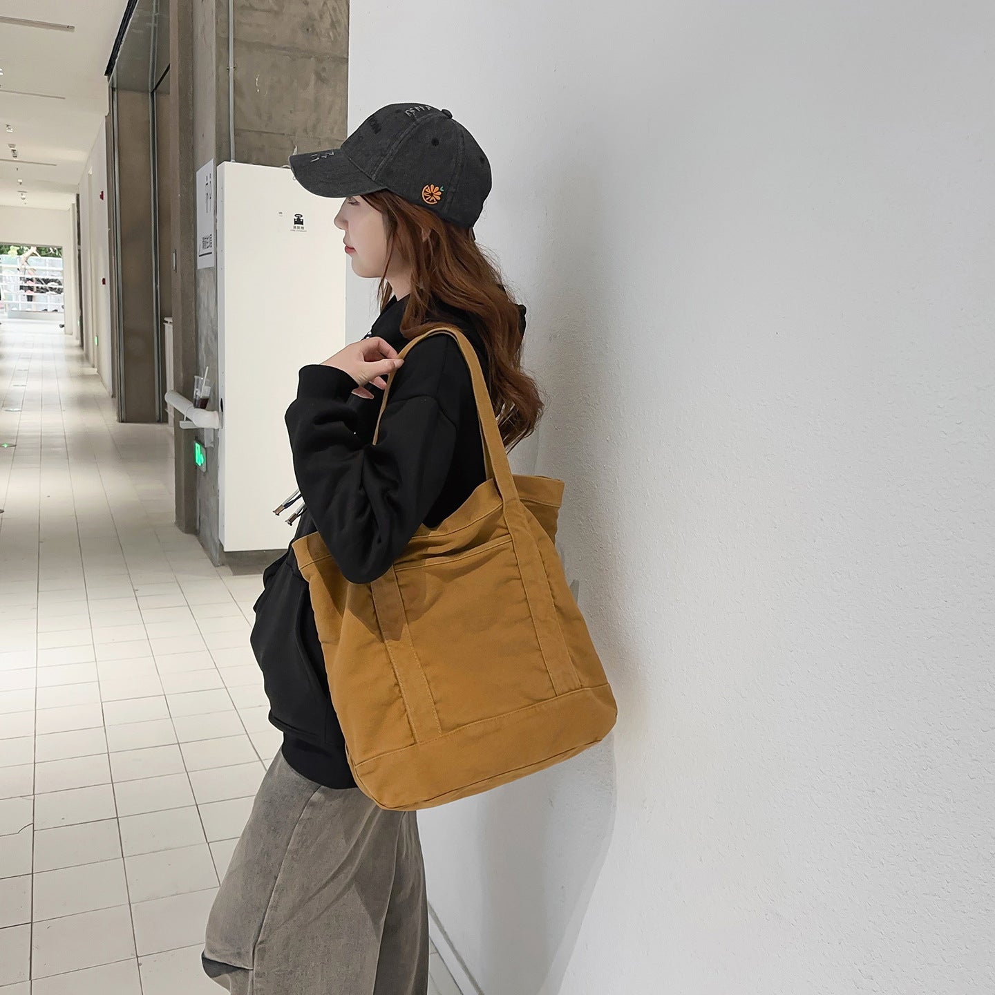 Large Capacity Washed Canvas Leisure Class Tote Bags