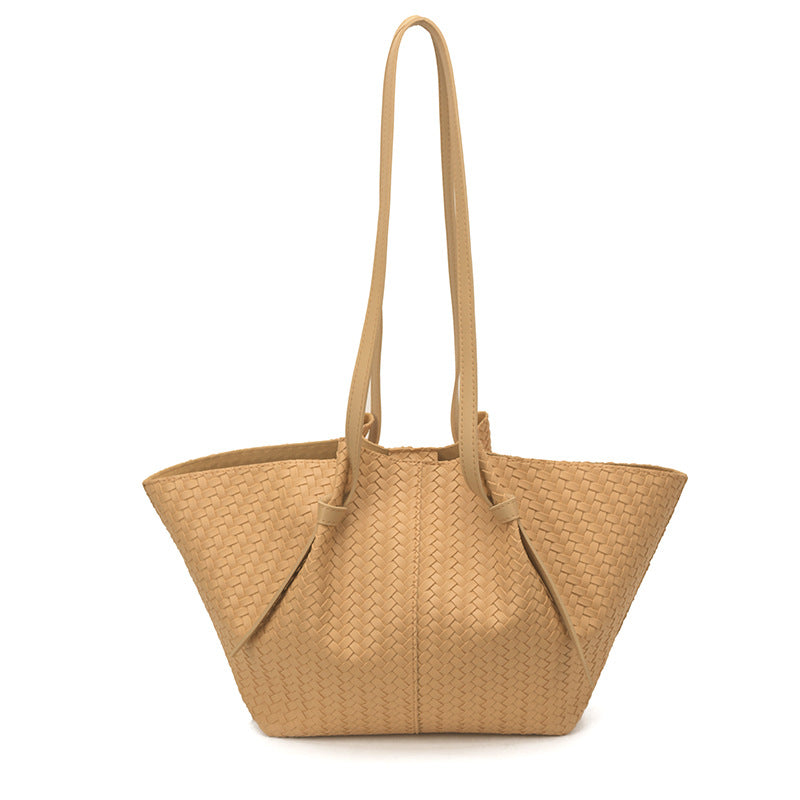Style Woven Pleated Fashionable Simple Mother Tote Bag