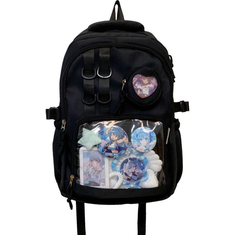 Style College Transparent Solid Color Bar Cartoon Junior Senior Leisure Backpack