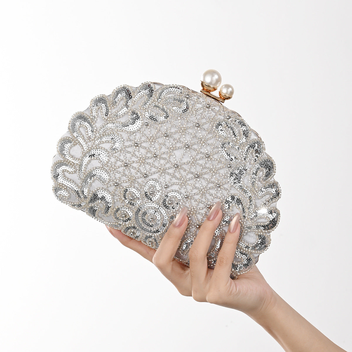 Party Hand Pearl Embroidery Sequined Beaded Banquet Women's Handbag