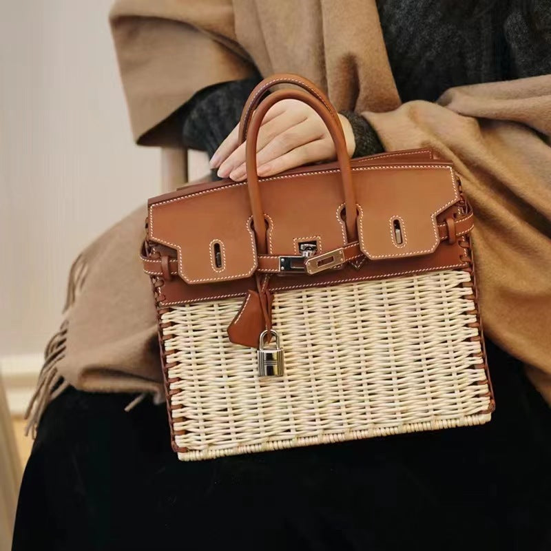 Women's Handmade Rattan Straw Large Capacity Woven Bags