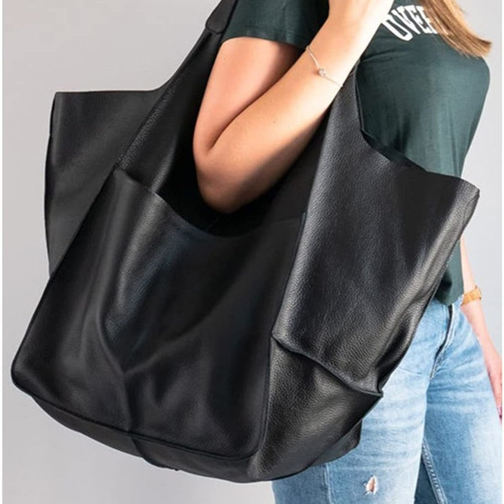 Women's Retro Simple Big Soft Leather Large Capacity Bags