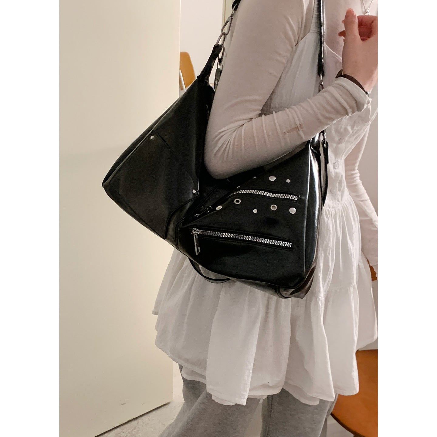 Women's Korean Style Large Capacity Underarm Soft Tote Bag
