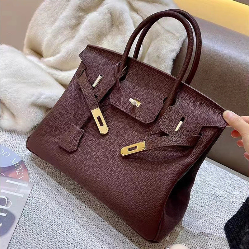 Classy Calfskin Pattern Large Capacity Kelly Women's Handbag