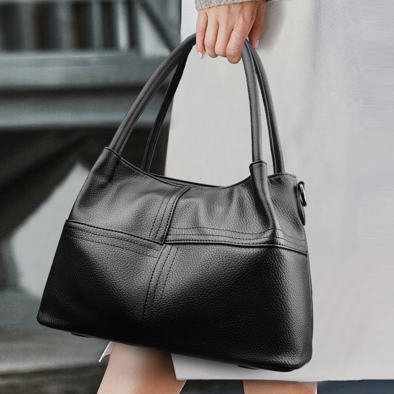 Women's Texture Stitching Soft Leather Leisure Commute Women's Messenger Bag