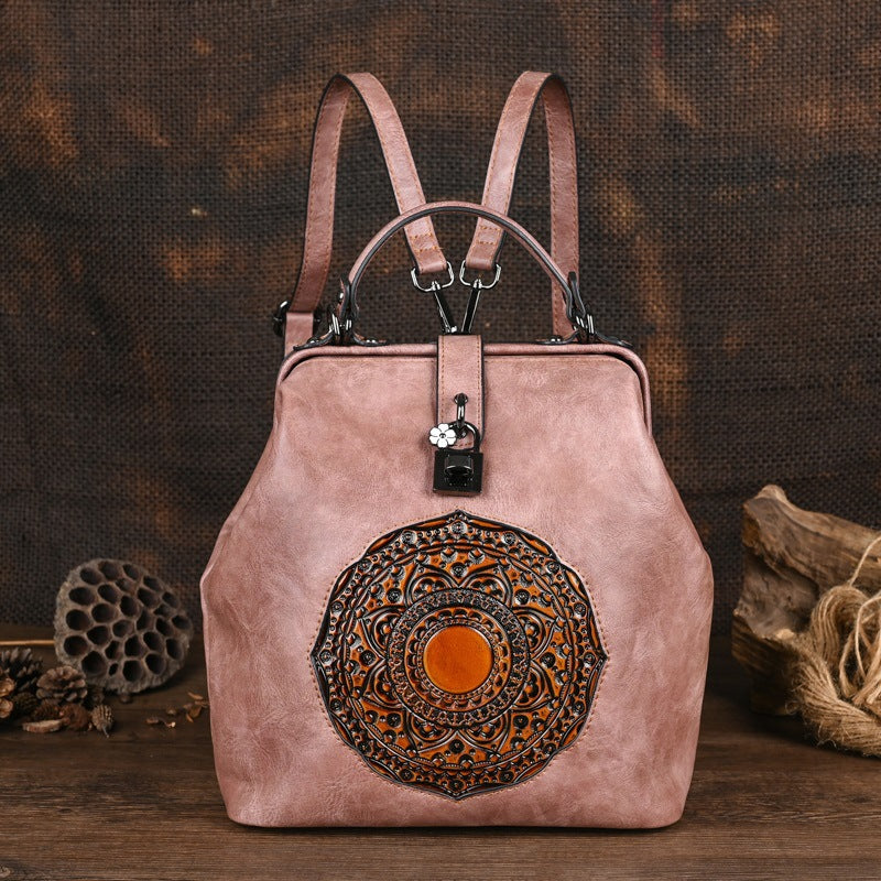 Women's Embossing Urban Simple Style Leisure Hand-rub Women's Backpack