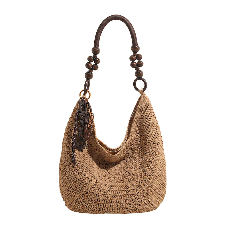 Cotton String Western Style Woven Large Women's Shoulder Bag
