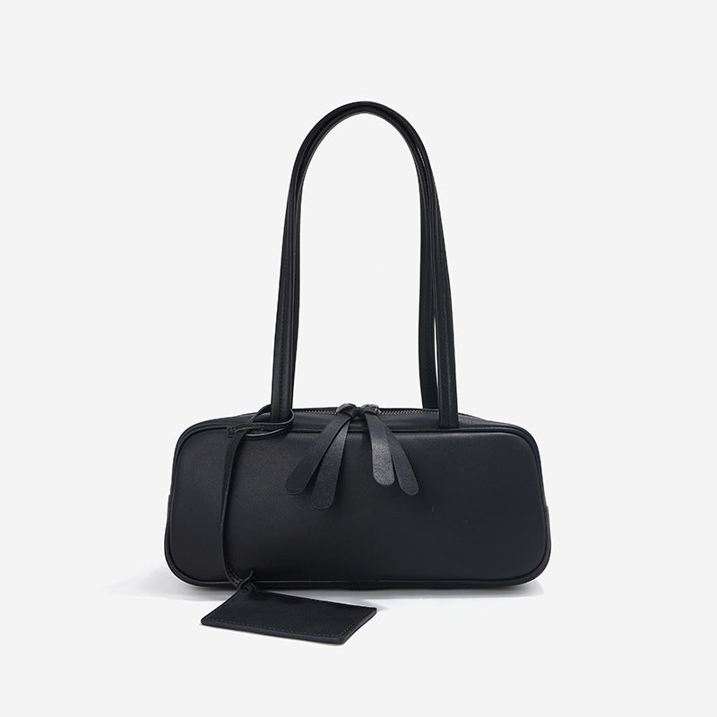 Women's Cowhide Leather Large Capacity Boston Genuine Underarm Bowling Women's Shoulder Bag