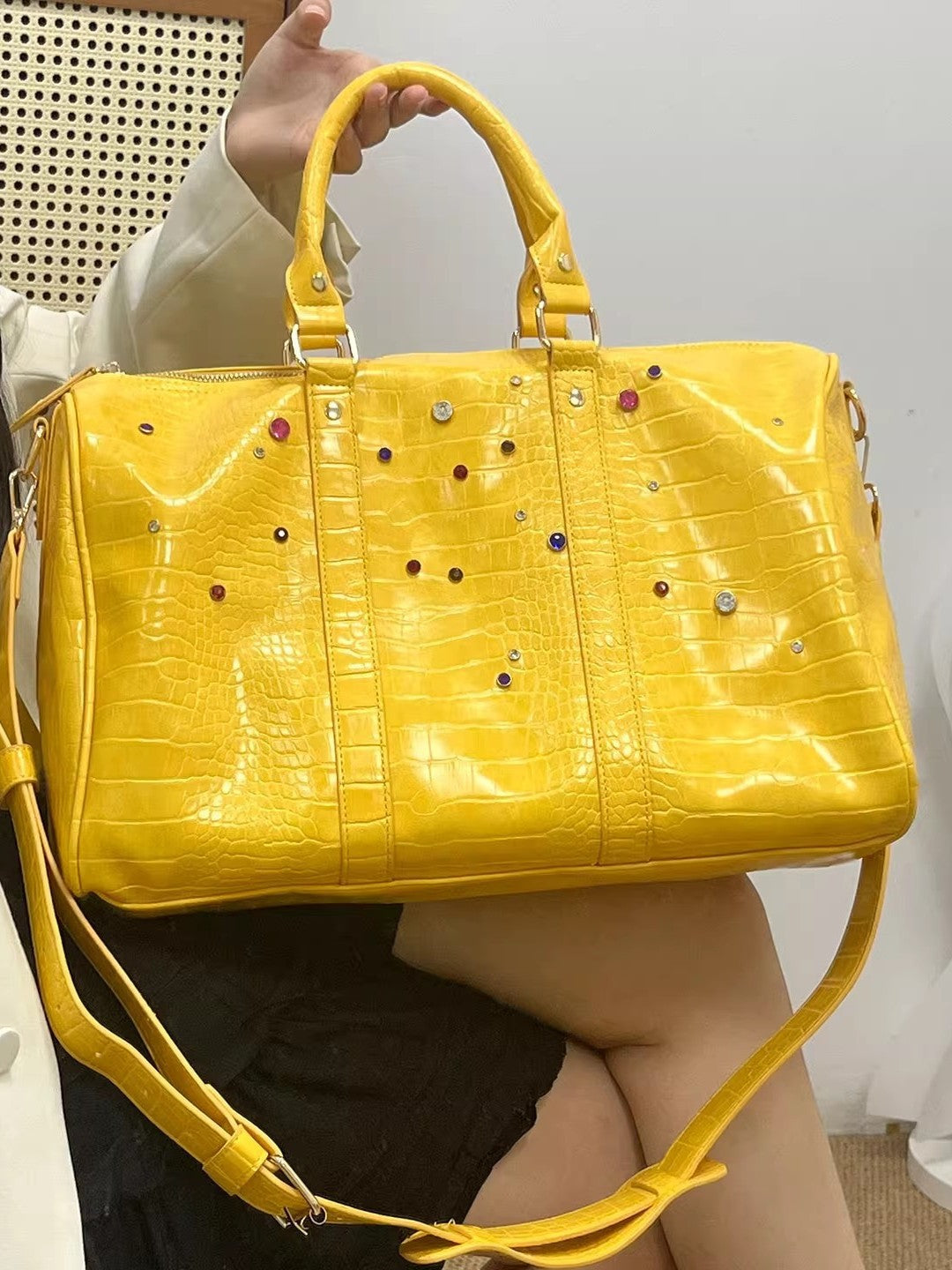Women's & Men's Portable Large Capacity Crocodile Pattern Colorful Women's Handbag