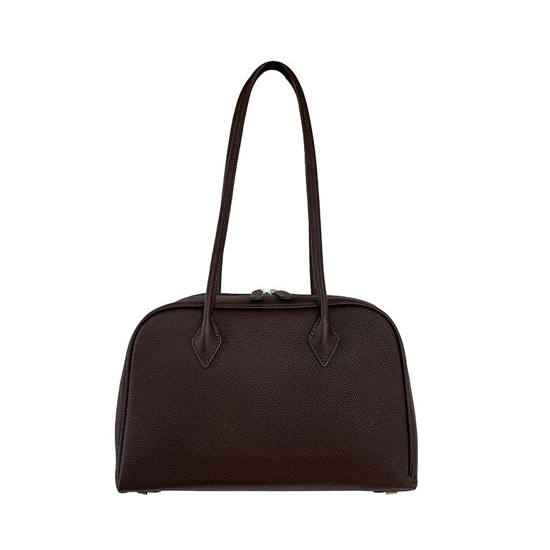 Women's First Layer Cowhide Boston Pillow Niche Handbags