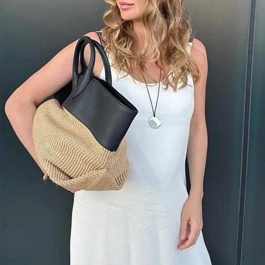 Fashion Vacation Style Color Contrast Patchwork Tote Bag