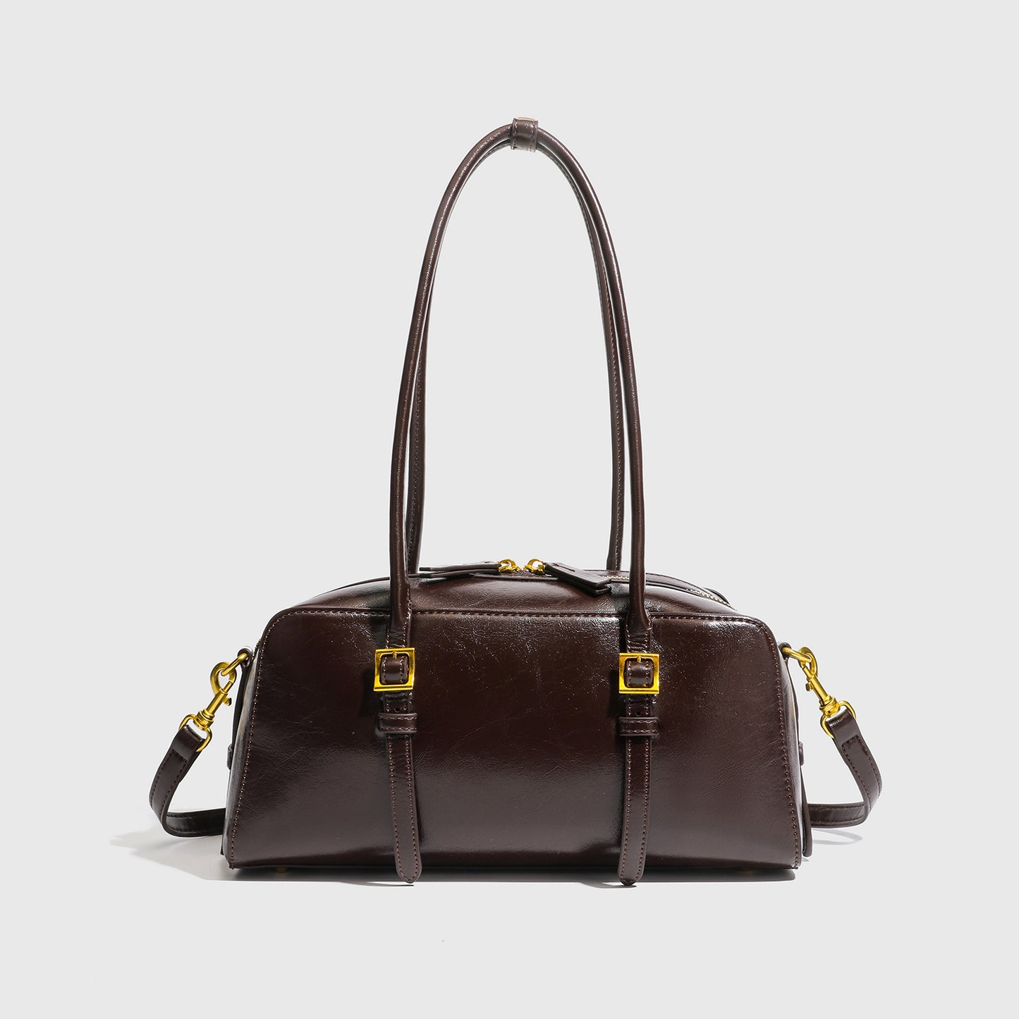 Women's Simple Suede Long Boston Bowling Portable Bags