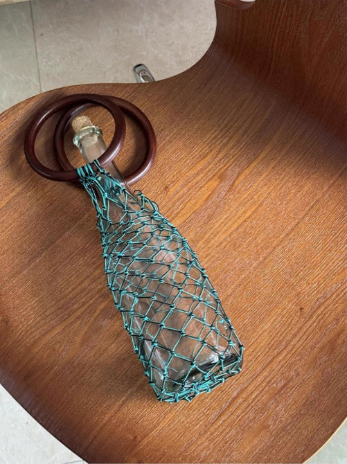 Tighten Rope Wood Red Wine Kettle Net Women's Handbag