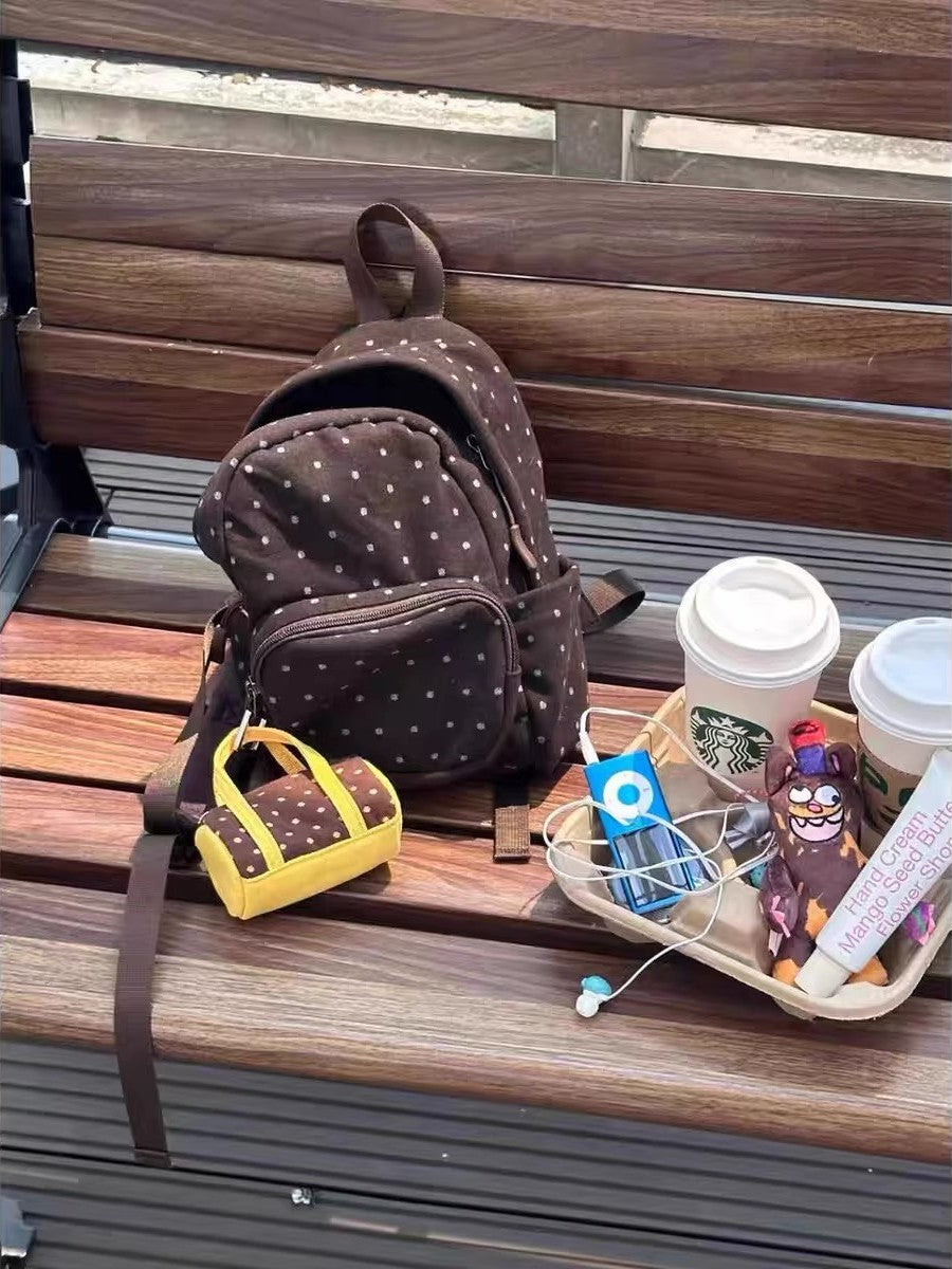 Commute Canvas Brown Retro Dots Mini Bags