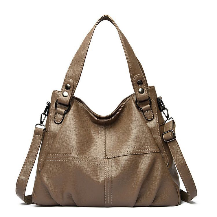 Women's Spring Genuine Leather Retro Large Capacity Sheepskin Women's Shoulder Bag