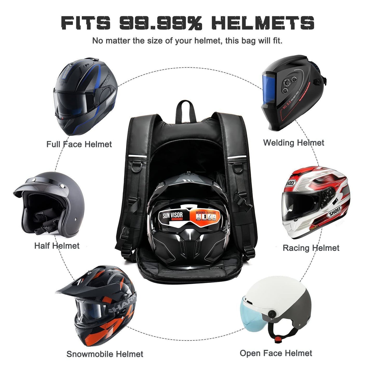 Women's & Men's Motorcycle Riding Helmet Large Capacity Waterproof Leisure Backpack