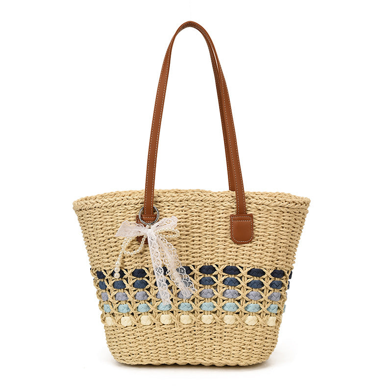 Women's Capacity Straw Woven Fashion Seaside Vacation Tote Bag
