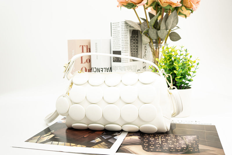 Women's Round Handmade Button Fashion Classic Pillow Women's Shoulder Bag