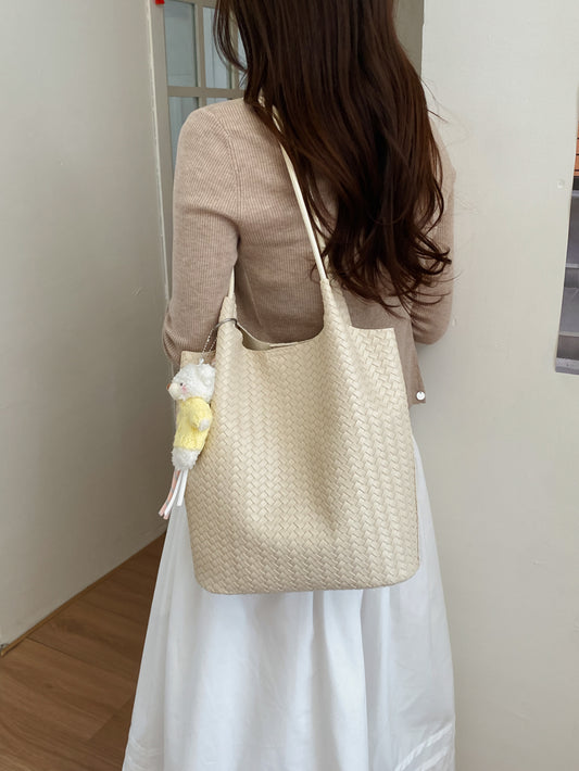 Women's Retro Mori Style Woven Fashion High Sense Large Tote Bag