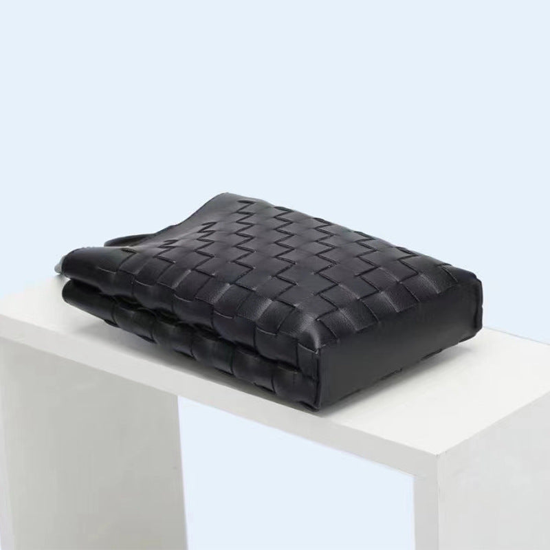 Women's Authentic Leather Weave Cell Korean Simple Mobile Phone Bag