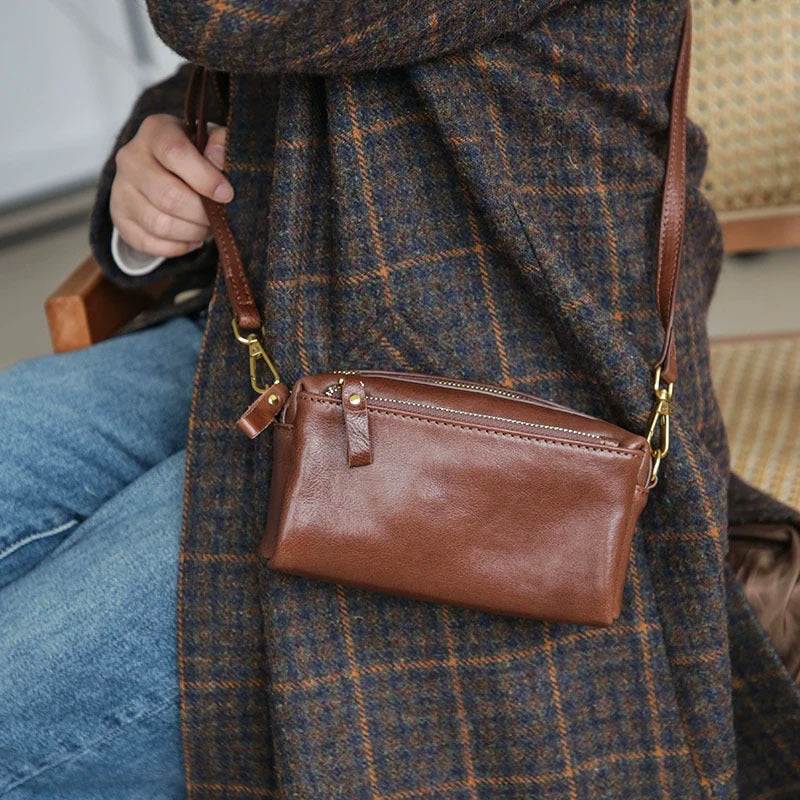 Women's First Layer Cowhide Leather Oblique Women's Handbag