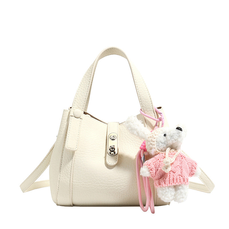 Women's Soft Leather Niche Lychee Pattern Vegetable Basket Bags