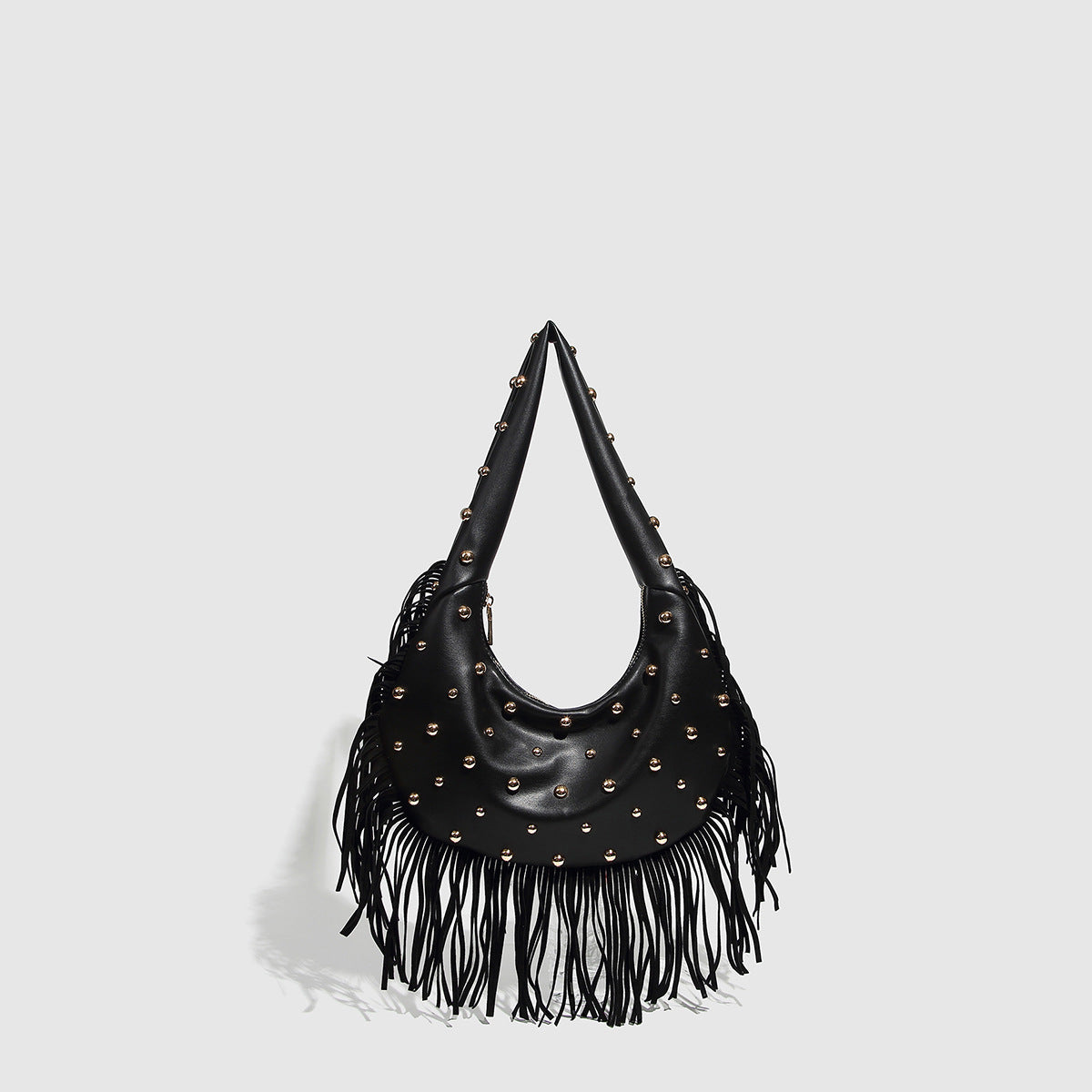 Women's Trendy Retro Personalized Tassel Rivet Simple Women's Shoulder Bag