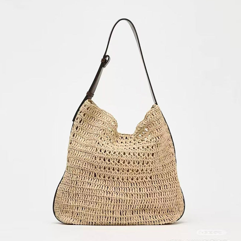 Women's Large Capacity Straw Idle Style Hollow Out Woven Women's Shoulder Bag