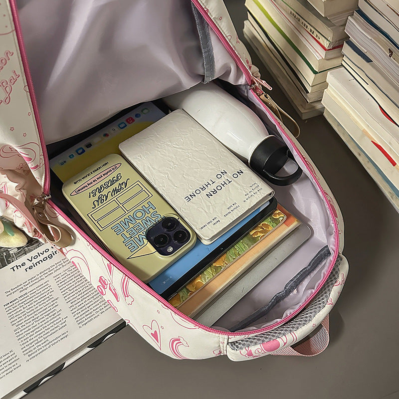 Women's & Men's Couple Large Capacity Nylon Printed Waterproof Leisure Backpack